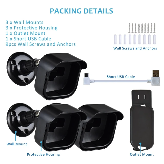 Alt view image 7 of 7 - All New Blink Outdoor 4/2K+ Camera Mounting Brackets,3 Pack Weatherproof Protective Housing and 360 Degree Adjustable with Sync Module Core/XR Wall Mount (Blink Camera is Not Included)