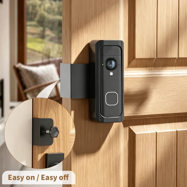 Alt view image 7 of 7 - Anti-Theft Blink Doorbell Mount for Blink Battery Doorbell 2K+, Black | No-Drill, Renter-Friendly Bracket, Doorbell Holder for Apartment Door, Not Block Doorbell Motion Sensor, Ideal for Home