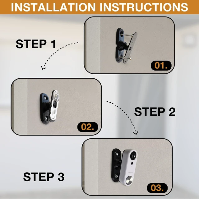 Alt view image 5 of 7 - SplashNColor Adjustable Wall Mount for SimpliSafe Doorbell Latest Gen, Compatible with SimpliSafe Camera Home Security System, Secure Mount to Optimize Viewing Angle, Easy Install Kit & Outdoor Safe