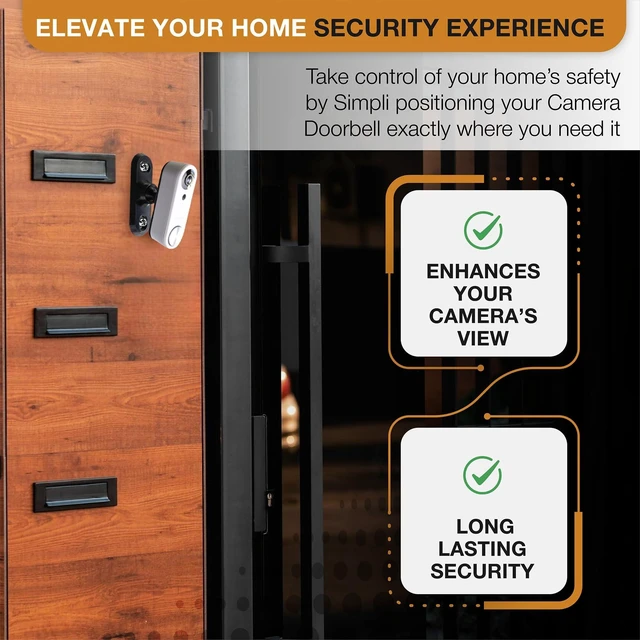 Alt view image 7 of 7 - SplashNColor Adjustable Wall Mount for SimpliSafe Doorbell Latest Gen, Compatible with SimpliSafe Camera Home Security System, Secure Mount to Optimize Viewing Angle, Easy Install Kit & Outdoor Safe