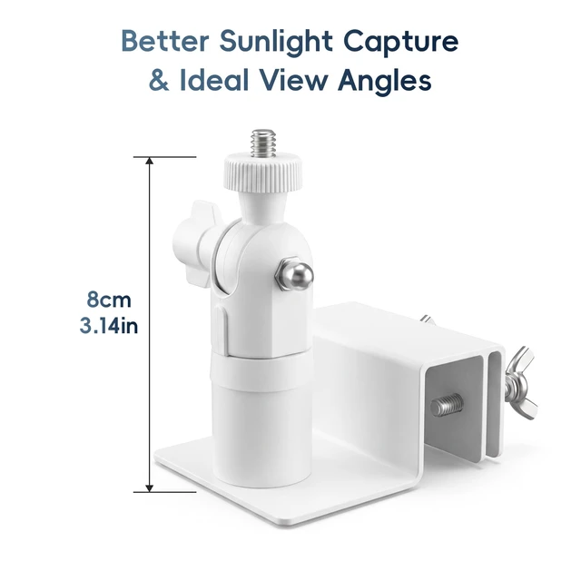 Alt view image 2 of 6 - 2 Pack White Gutter Mount for Solar Panel | Aluminum, No-Drill, 1/4"-20 Bracket, Compatible with Ring Arlo Eufy Wyze