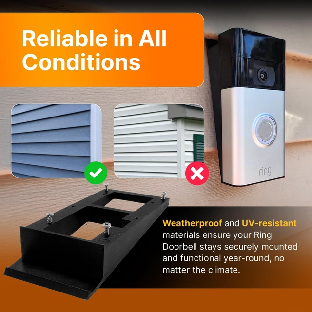 Alt view image 4 of 7 - SplashNColor No-Drill Ring Doorbell Mount for Vinyl Siding, Compatible with Ring Doorbell 1, 2, 3, 4 and Battery Models Easy No-Holes Installation for Apartment and HOA-Friendly Setup