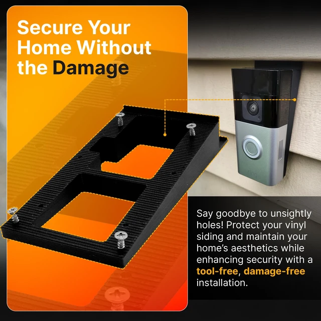 Alt view image 5 of 7 - SplashNColor No-Drill Ring Doorbell Mount for Vinyl Siding, Compatible with Ring Doorbell 1, 2, 3, 4 and Battery Models Easy No-Holes Installation for Apartment and HOA-Friendly Setup
