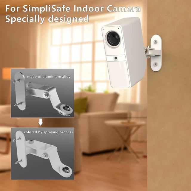 Alt view image 2 of 6 - Metal Wall Mount Compatible with SimpliSafe Smart Alarm Indoor Camera | 360 Degree Adjustable Upright from The Ceiling or Wall, Provide Better Viewing Angle