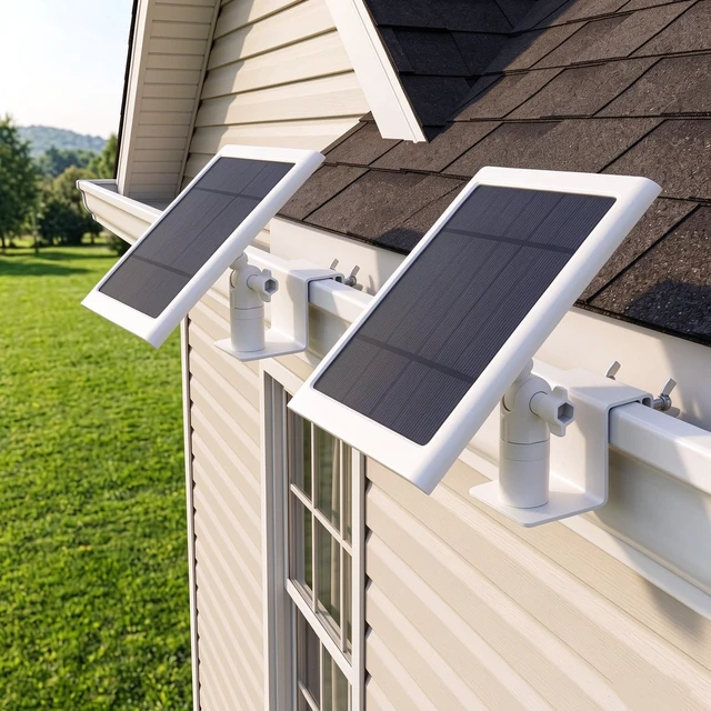 Alt view image 6 of 6 - 2 Pack White Gutter Mount for Solar Panel | Aluminum, No-Drill, 1/4"-20 Bracket, Compatible with Ring Arlo Eufy Wyze