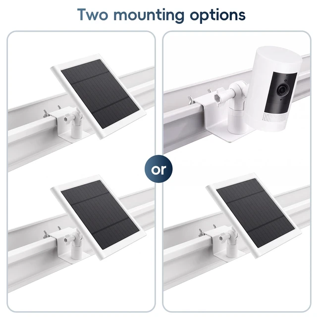 Alt view image 5 of 6 - 2 Pack White Gutter Mount for Solar Panel | Aluminum, No-Drill, 1/4"-20 Bracket, Compatible with Ring Arlo Eufy Wyze