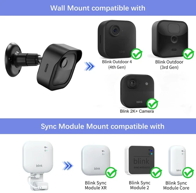 Alt view image 2 of 7 - 5 Pack Blink Camera Mount for Outdoor 2K+/4th Gen, Blink Sync Module Mount | Weatherproof Protective Covers for Blink Outdoor Camera, 360°Adjustable Wall Mount, Black