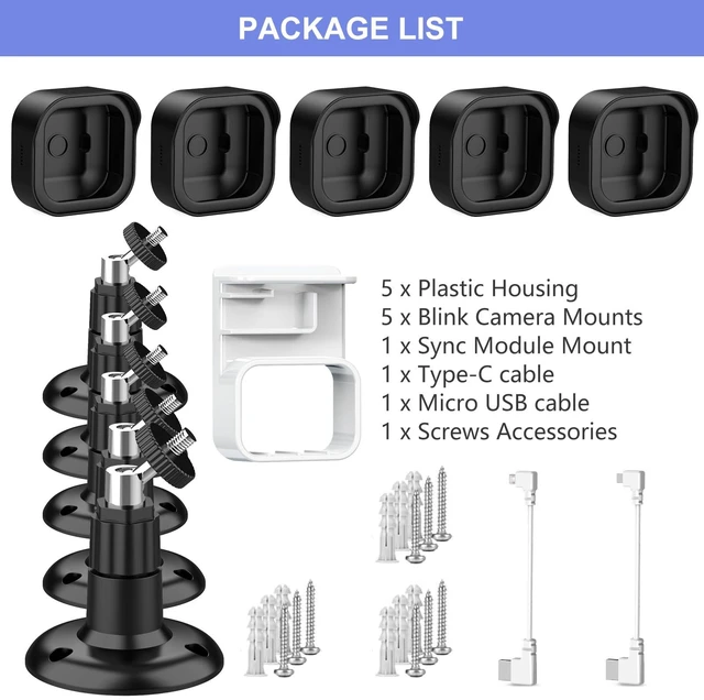 Alt view image 7 of 7 - 5 Pack Blink Camera Mount for Outdoor 2K+/4th Gen, Blink Sync Module Mount | Weatherproof Protective Covers for Blink Outdoor Camera, 360°Adjustable Wall Mount, Black