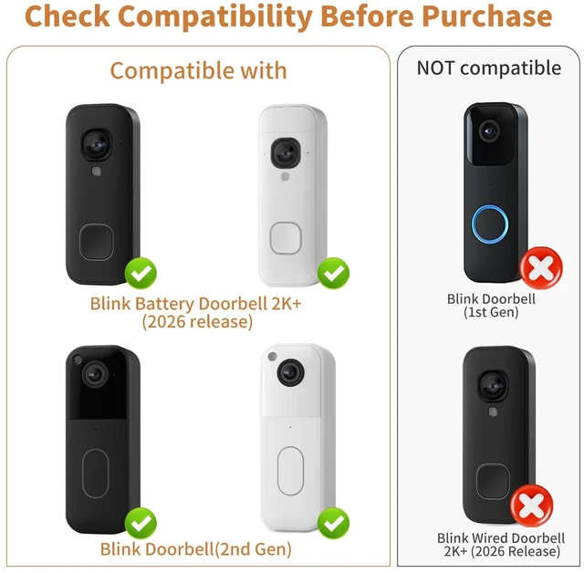 Alt view image 2 of 7 - Adjustable 360° Angle Doorbell Mount for Blink Battery Doorbell 2K+ (2026) | Adjusted Viewing Angle, with Protection Cover,No Drill Adhesive Doorbell Corner Bracket,Accessories Wedge Kit for Apartment
