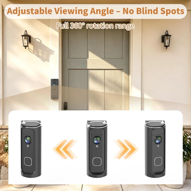 Alt view image 4 of 7 - Adjustable 360° Angle Doorbell Mount for Blink Battery Doorbell 2K+ (2026) | Adjusted Viewing Angle, with Protection Cover,No Drill Adhesive Doorbell Corner Bracket,Accessories Wedge Kit for Apartment