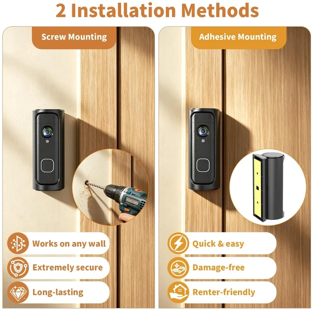 Alt view image 5 of 7 - Adjustable 360° Angle Doorbell Mount for Blink Battery Doorbell 2K+ (2026) | Adjusted Viewing Angle, with Protection Cover,No Drill Adhesive Doorbell Corner Bracket,Accessories Wedge Kit for Apartment