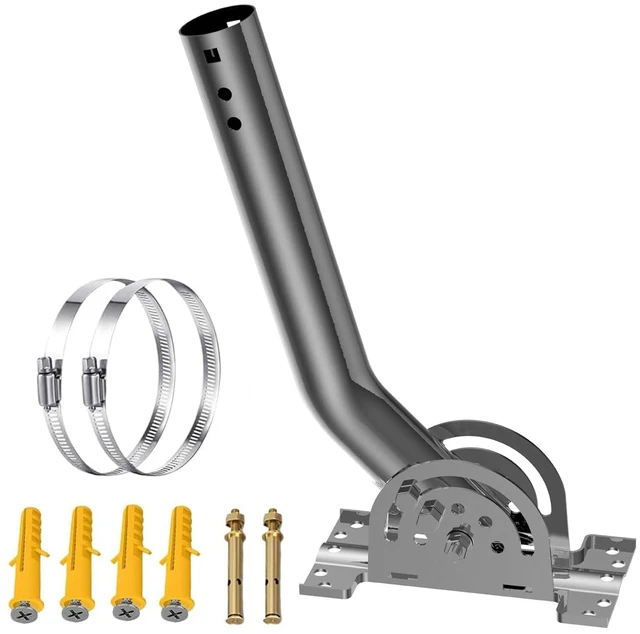 Main image of 430 Stainless Steel Antenna Pole Mount,13''-160° J- Pole Mounting Bracket | Three Screw Locking,Pole/Wall Mounting Bracket for Outdoor Access Point,WiFi Extender,Cellular Signal Booster(1-Pack,Silver)