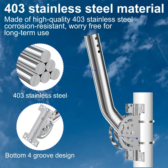 Alt view image 2 of 7 - 430 Stainless Steel Antenna Pole Mount,13''-160° J- Pole Mounting Bracket | Three Screw Locking,Pole/Wall Mounting Bracket for Outdoor Access Point,WiFi Extender,Cellular Signal Booster(1-Pack,Silver)