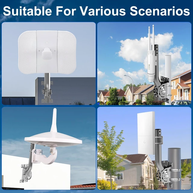 Alt view image 5 of 7 - 430 Stainless Steel Antenna Pole Mount,13''-160° J- Pole Mounting Bracket | Three Screw Locking,Pole/Wall Mounting Bracket for Outdoor Access Point,WiFi Extender,Cellular Signal Booster(1-Pack,Silver)