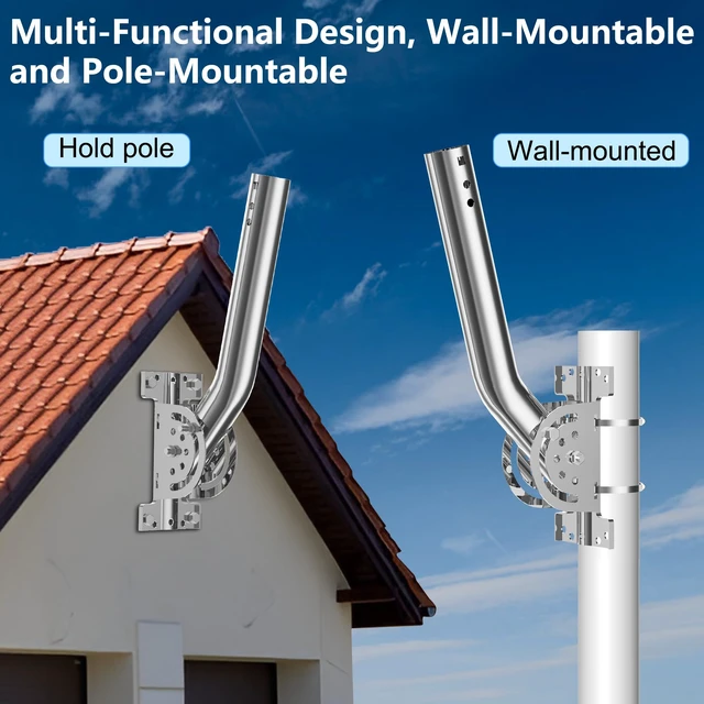 Alt view image 6 of 7 - 430 Stainless Steel Antenna Pole Mount,13''-160° J- Pole Mounting Bracket | Three Screw Locking,Pole/Wall Mounting Bracket for Outdoor Access Point,WiFi Extender,Cellular Signal Booster(1-Pack,Silver)
