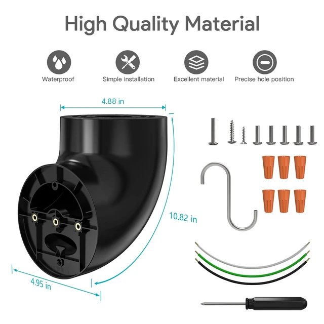 Alt view image 3 of 7 - Eave Mount for Ring, Blink, Wyze & Roku Floodlight Cameras, Black | Fits Ring Floodlight Cam Wired Pro/Plus/2nd Gen, Blink Wired, Wyze V2/Pro and Roku Floodlight Cam; 90° Soffit Adapter Bracket
