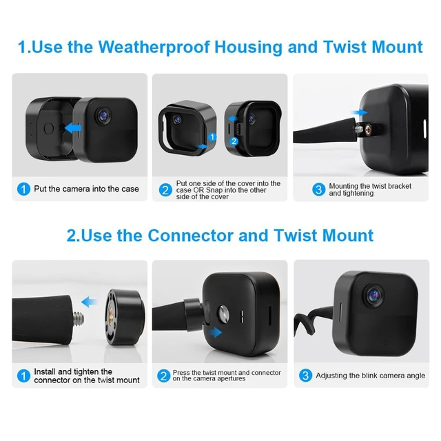 Alt view image 6 of 7 - 2-Pack Flexible Twist Mount for Blink Outdoor 4/Outdoor 2K+/3rd Gen(Black) | Weatherproof Housing, No Drilling,Sturdy Wall Mount Bracket,with Sync Module Mount for Blink Outdoor Camera Security System