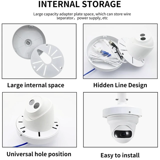 Alt view image 4 of 6 - 6 inches Dome Camera Mount Ceiling Mount Bracket,Indoor Outdoor Security Camera Wall Mount, Metal Bracket, Junction Box Cable Management,Junction Box Pole Mounts