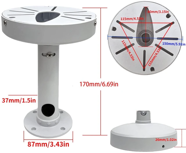 Alt view image 2 of 6 - 6 inches Dome Camera Mount Ceiling Mount Bracket,Indoor Outdoor Security Camera Wall Mount, Metal Bracket, Junction Box Cable Management,Junction Box Pole Mounts