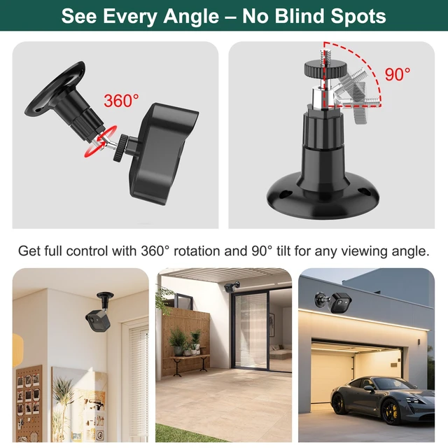 Alt view image 3 of 7 - Blink Outdoor 2K Mount, Wall Mount for Blink Outdoor 2K+ Camera, 5 Pack | Weatherproof Covers, 360°Adjustable Blink Wall Mount, Space-Saving Outlet Wall Mount for Sync Module, Snap-on Install, Black