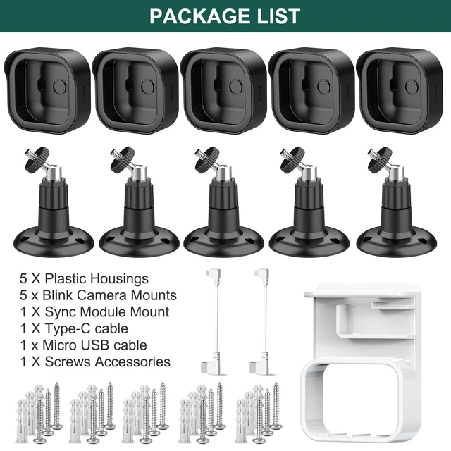 Alt view image 7 of 7 - Blink Outdoor 2K Mount, Wall Mount for Blink Outdoor 2K+ Camera, 5 Pack | Weatherproof Covers, 360°Adjustable Blink Wall Mount, Space-Saving Outlet Wall Mount for Sync Module, Snap-on Install, Black