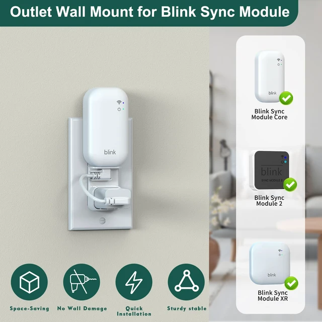 Alt view image 6 of 7 - Blink Outdoor 2K Mount, Wall Mount for Blink Outdoor 2K+ Camera, 5 Pack | Weatherproof Covers, 360°Adjustable Blink Wall Mount, Space-Saving Outlet Wall Mount for Sync Module, Snap-on Install, Black