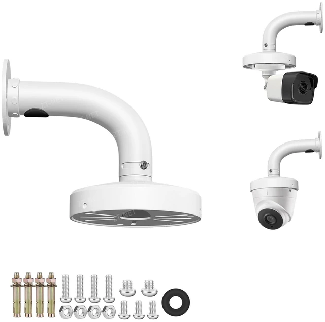 Main image of ZT-NET ZT-NET Security Camera Mount 6 inch Base Bracket | Surveillance Cameras Compatible with Eufy Cameras Bullet Dome PTZ Cable Management Pole Mounting Antirust Powder Spray Coated