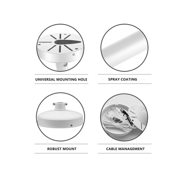 Alt view image 4 of 6 - WiTi 6 inch Base Wall Mount Bracket for Surveillance Cameras IP CCTV, Compatible with Eufy Cameras Bullet Dome PTZ,Cable Management Pole Mounting Antirust Base Powder Spray Coated
