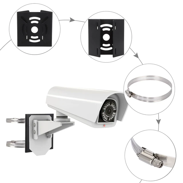 Alt view image 4 of 7 - Sumnacon Security Camera Pole Mount Bracket,Pole Mount Adapter with Loops | Stainless Steel Camera Mount Bracket for Pole Post,2 Pcs Pole Mount Brackets for CCTV Security Cameras Ptz Dome,Black