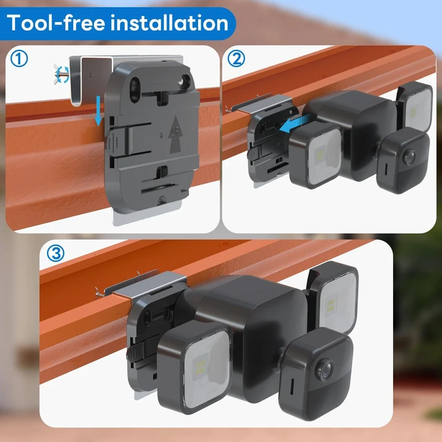 Alt view image 6 of 7 - Gutter Mount Kit for Blink Outdoor 4 Floodlight Camera/Blink Out Door 3 Floodlight Cam, Stainless Steel Bracket, Anti-Rust Screws, No Drill Installation Suitable for Home Security Cameras