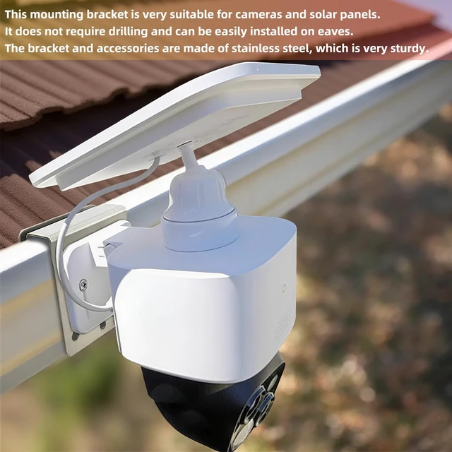 Alt view image 2 of 7 - 2 Pack Gutter Mount for Eufy SoloCam S340/E30, Stainless Steel Security Camera Bracket (Silvery2)