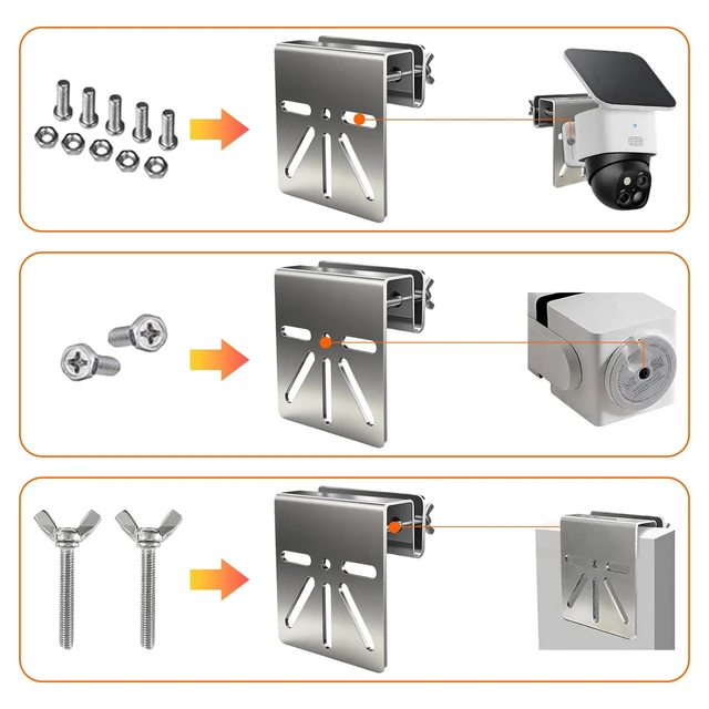 Alt view image 4 of 7 - 2 Pack Gutter Mount for Eufy SoloCam S340/E30, Stainless Steel Security Camera Bracket (Silvery2)