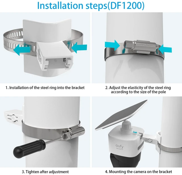 Alt view image 5 of 7 - Koroao Pole Mounting Bracket for Eufy Security SoloCam S340/SoloCam E30/E42, Solar Panel Security Camera (1Pack,White)