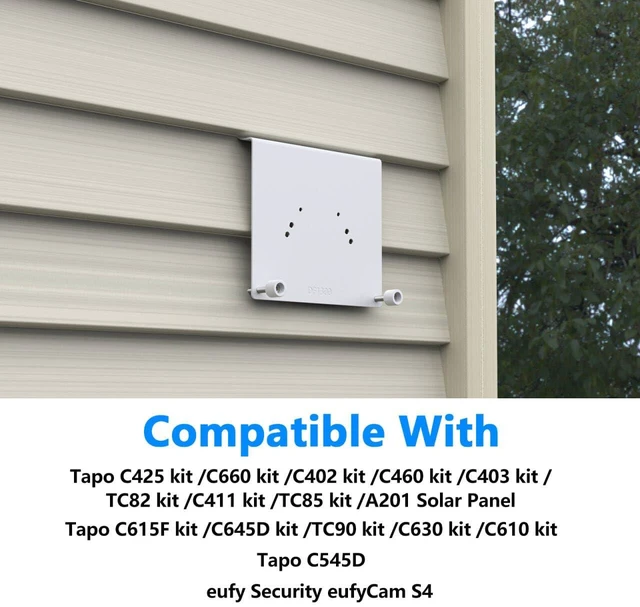 Alt view image 2 of 7 - Koroao Vinyl Siding Mount for TP-Link Tapo C660 C615F C645D C402 C403 C460 C425 C630 C411 C610 TC82 TC90 TC85 KIT C675D KIT Solar Cameras and C545d,Tapo A201 Solar Panel Camera (White)
