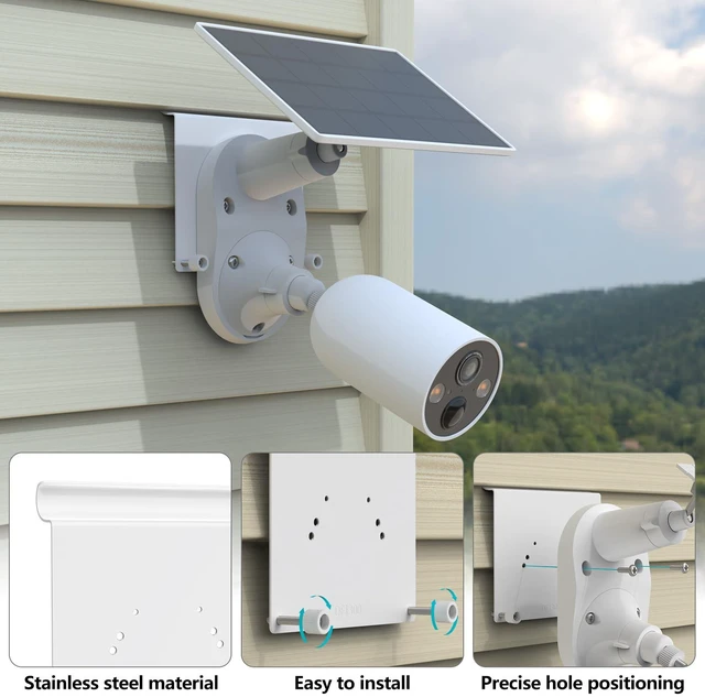 Alt view image 4 of 7 - Koroao Vinyl Siding Mount for TP-Link Tapo C660 C615F C645D C402 C403 C460 C425 C630 C411 C610 TC82 TC90 TC85 KIT C675D KIT Solar Cameras and C545d,Tapo A201 Solar Panel Camera (White)