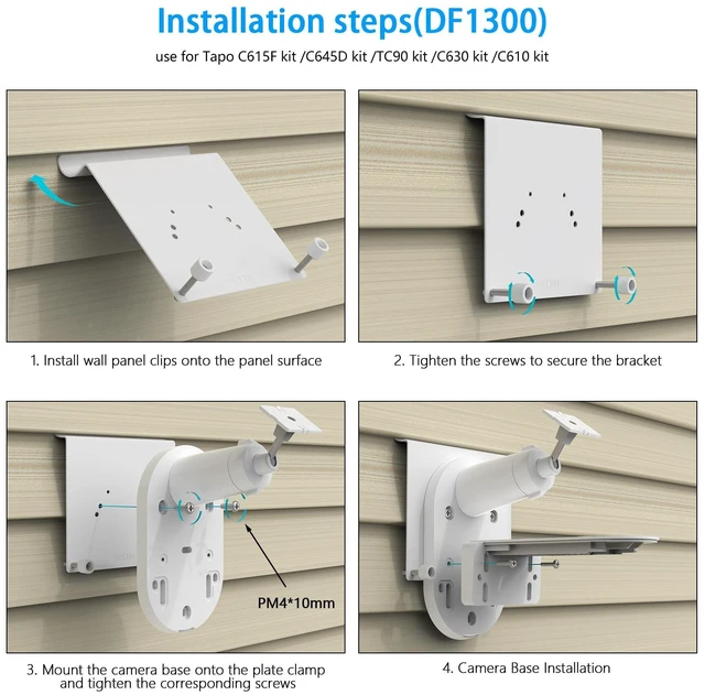 Alt view image 6 of 7 - Koroao Vinyl Siding Mount for TP-Link Tapo C660 C615F C645D C402 C403 C460 C425 C630 C411 C610 TC82 TC90 TC85 KIT C675D KIT Solar Cameras and C545d,Tapo A201 Solar Panel Camera (White)