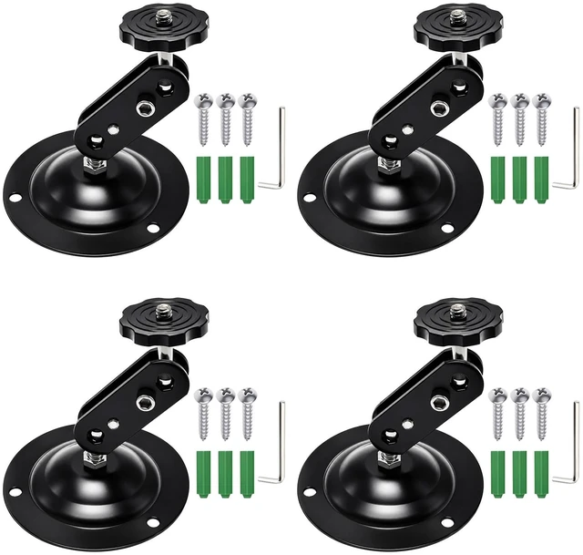 Main image of Heavy Duty Wall Mount Bracket for Security Camera 360° Adjustable, 1/4" Thread, Arm 10cm/4 in, Easy Installation & Durable (4 Pack Black)