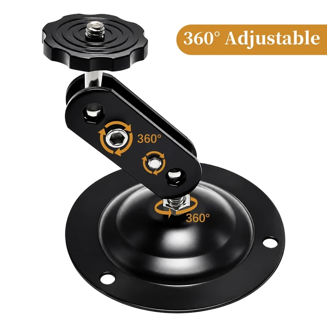 Alt view image 3 of 4 - Heavy Duty Wall Mount Bracket for Security Camera 360° Adjustable, 1/4" Thread, Arm 10cm/4 in, Easy Installation & Durable (4 Pack Black)