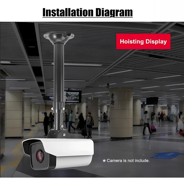 Alt view image 7 of 7 - UQISOVI Surveillance Camera Ceiling Mount Bracket Universal Duckbill Hoisting Lengthening Black Telescopic Support for CCTV Security Bullet Camera (Length 40-80cm/15.7-31.5inch)