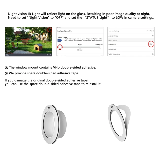 Alt view image 4 of 6 - Teccle Window Mount for Google Nest Camera Indoor, Through Window Use Nest Cam, No Indoor Reflections (Black/Pack of 2)