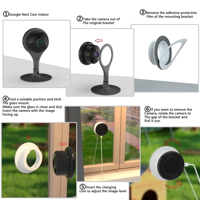 Alt view image 3 of 6 - Teccle Window Mount for Google Nest Camera Indoor, Through Window Use Nest Cam, No Indoor Reflections (Black/Pack of 2)