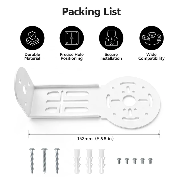 Alt view image 4 of 7 - Metal Ceiling Mount for Ring Indoor/Outdoor Camera Eave Mount Bracket 2pack | Metal Construction, Indoor & Outdoor Use, Ceiling Installation, Camera Accessory