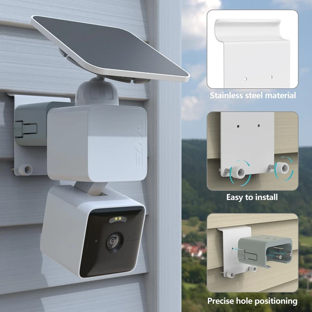 Alt view image 3 of 7 - Koroao Vinyl Siding Mount Bracket Compatible with WYZE Solar Cam Pan Camera,No-Drilling Security Camera Bracket Mounting for Outdoor Use - White