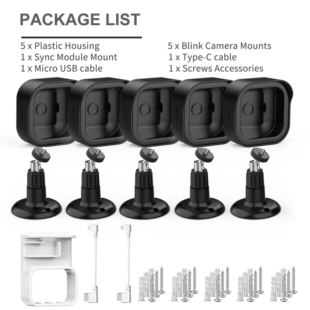 Alt view image 7 of 7 - Camera Mount for Blink Outdoor 4 and Blink Outdoor 2K+, Sync Module Mount | 5 Pack Weatherproof Protective Housing for Blink Outdoor Camera, 360 Degree Adjustable Mount, Flexible Angles, Black