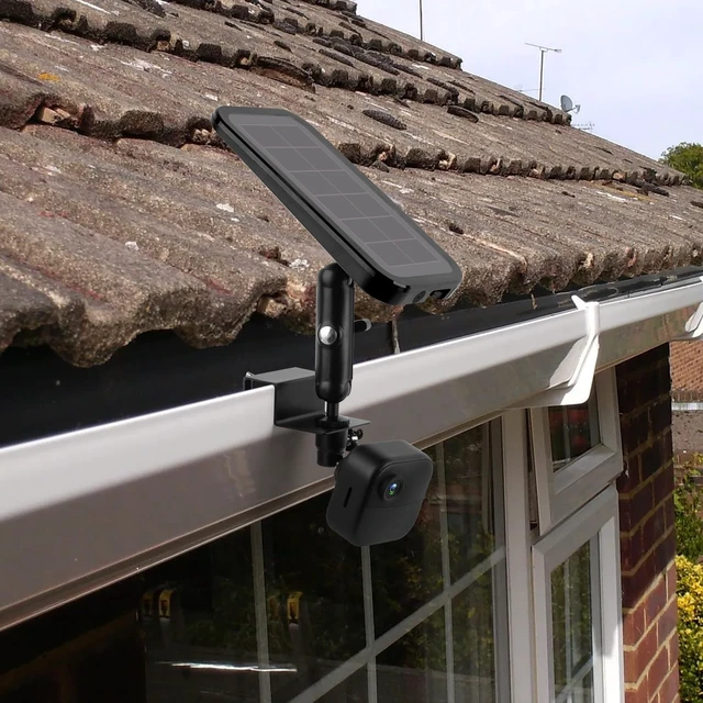 Alt view image 2 of 7 - Mippko 2-in-1 Gutter Mount for Security Camera and Solar Panel,Compatible with Arlo Pro 4/Pro 3/Pro 2/Pro/Arlo Ulra/Blink (4th Gen)/(3rd Gen) XT3/XT2/XT,Multi-Angle Ajustable Aluminum Alloy Mount