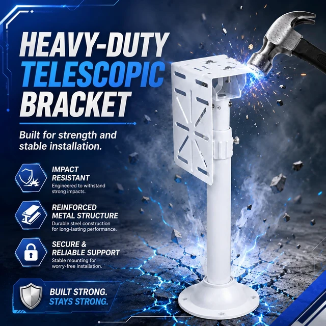 Alt view image 7 of 7 - Pole Security Camera Mount Adjustable 16.5inch-23.6inch with L-Type Multi-Function Ball Adapter Plate, Outdoor Camera Mount Aluminum Alloy for Stability, Wall Camera Mount for Indoor & Outdoor Use