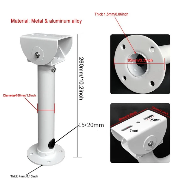 Alt view image 4 of 7 - CCTV Security Dual Camera Mount T Type Bracket Metal Steel One to 2 Horizontal Cross Bar Dual Camera Mount Bracket Extension Bar Horizontal Arm T Shape Wall Mounting Bracket