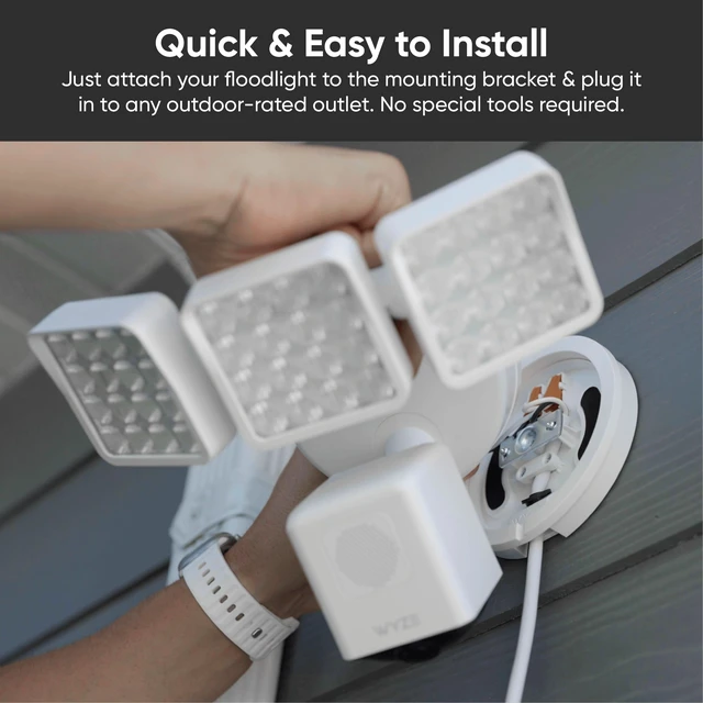 Alt view image 4 of 7 - Wyze Floodlight Cam Plug-in Mount for Wyze Floodlight Cameras v1/v2/Pro, Electrical Box with 20ft Weather-Resistant Outdoor Power Cable, Easy Installation (White)