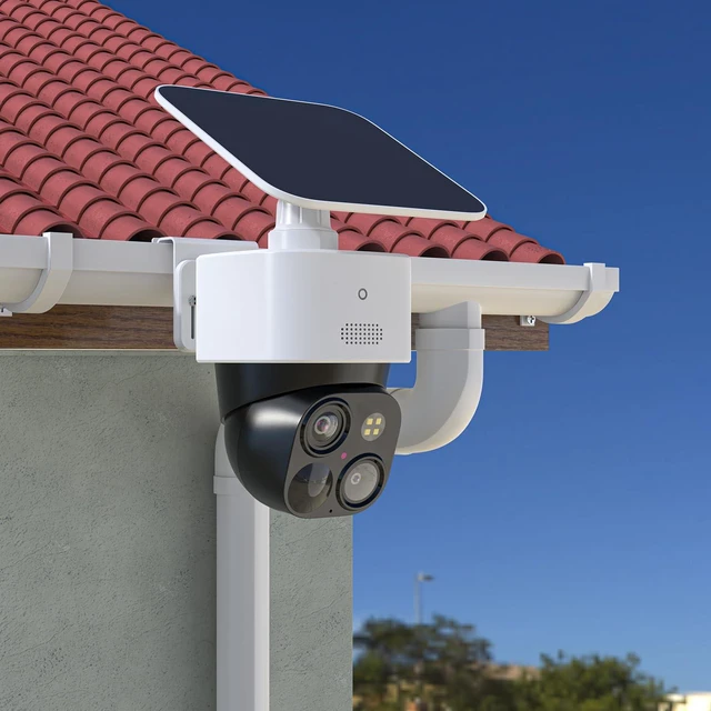 Alt view image 6 of 7 - Holicfun Gutter Mount for Eufy SoloCam S340/E30/E42 and 4G LTE Cam S330 | No-drill bracket elevates eufy solar cam for wider view & more direct sunlight, fits K-Style, Box & Fascia gutters