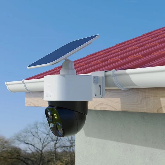 Alt view image 3 of 7 - Holicfun Gutter Mount for Eufy SoloCam S340/E30/E42 and 4G LTE Cam S330 | No-drill bracket elevates eufy solar cam for wider view & more direct sunlight, fits K-Style, Box & Fascia gutters